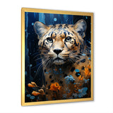 Blue and golden Leopard Serenity - Leopard Home Decor Art