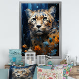 Blue and golden Leopard Serenity - Leopard Home Decor Art
