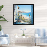 California shoreline  Window View I - Coastal Canvas Wall Art