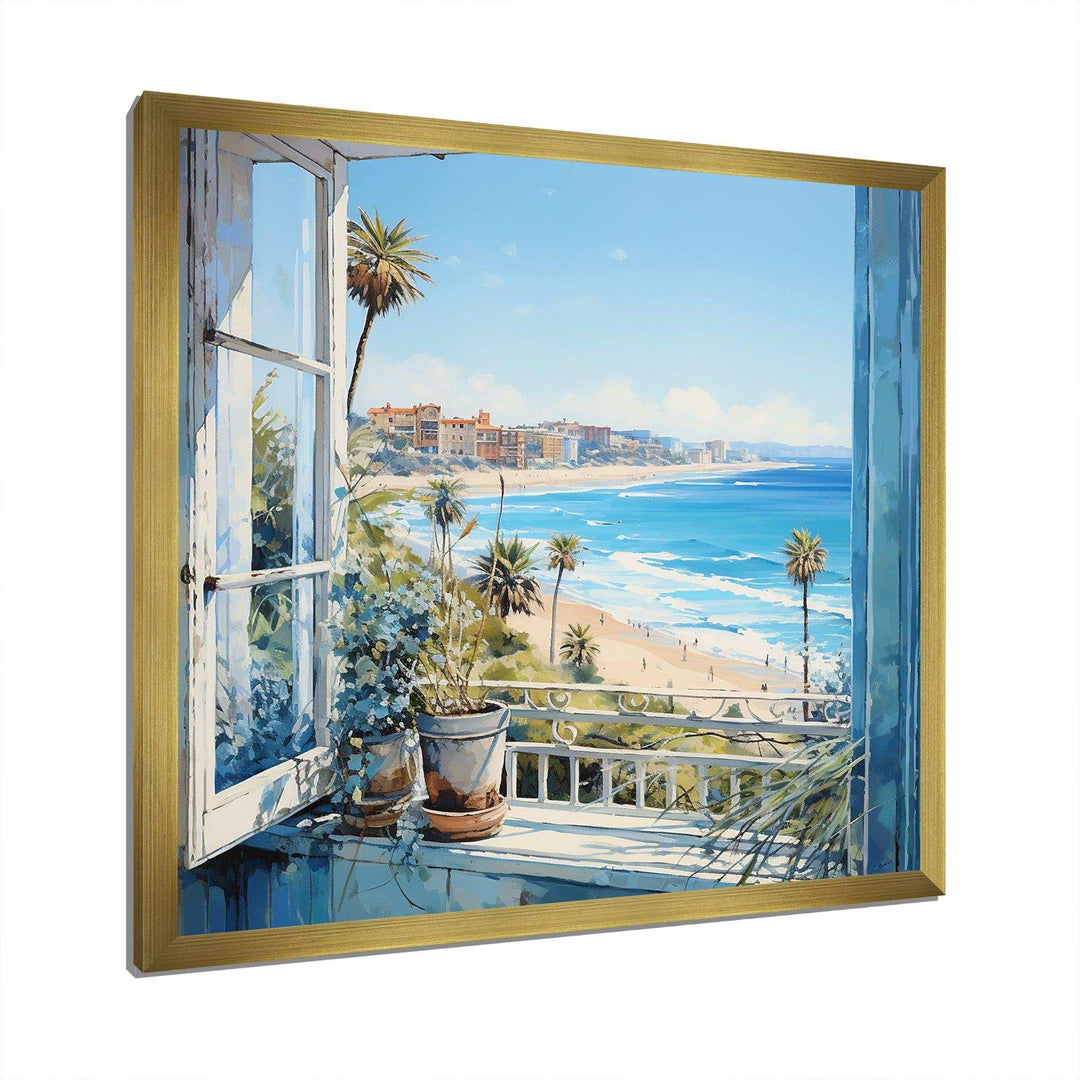 California shoreline  Window View I - Coastal Canvas Wall Art