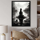 Meditation Yoga Meditative woman in lotus pose 1 - Spiritual Canvas Wall Art