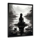 Meditation Yoga Meditative woman in lotus pose 1 - Spiritual Canvas Wall Art