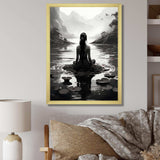 Meditation Yoga Meditative woman in lotus pose 1 - Spiritual Canvas Wall Art