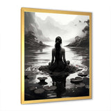 Meditation Yoga Meditative woman in lotus pose 1 - Spiritual Canvas Wall Art