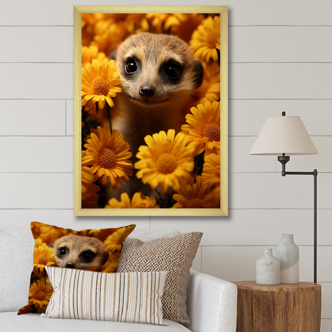 Yellow floral Meerkat - Meercat Wall Decor