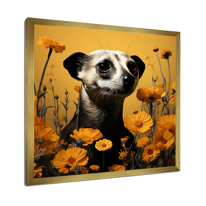 Meerkat Yellow floral meadows - Yellow Meercat Wall Art