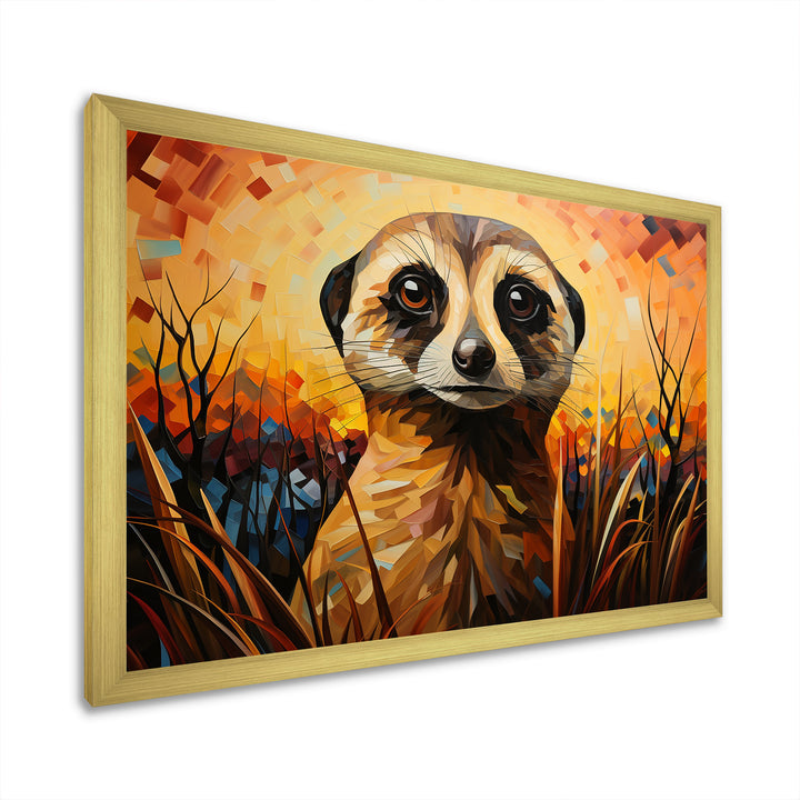 Yellow Meerkat floral meadows - Meercat Framed Canvas Art