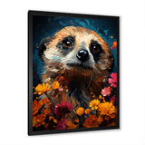 Blue Meerkat floral meadows - Meercat Large Canvas Wall Art