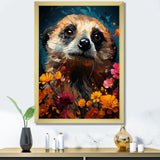 Blue Meerkat floral meadows - Meercat Large Canvas Wall Art