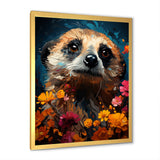 Blue Meerkat floral meadows - Meercat Large Canvas Wall Art