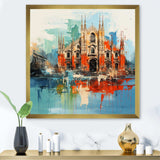 Milan cityscape in orange blue - Cityscapes Canvas Wall Art