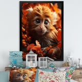 Brown Fall Foliage Monkey - Monkey Bedroom Wall Art