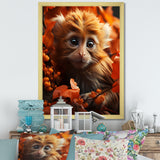 Brown Fall Foliage Monkey - Monkey Bedroom Wall Art