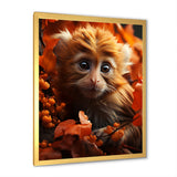 Brown Fall Foliage Monkey - Monkey Bedroom Wall Art