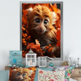 Brown Fall Foliage Monkey - Monkey Bedroom Wall Art