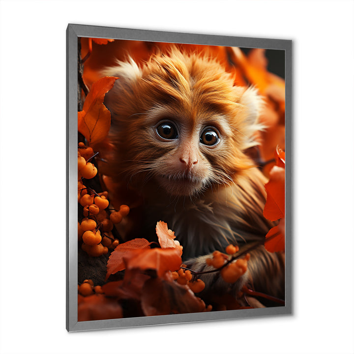 Brown Fall Foliage Monkey - Monkey Bedroom Wall Art