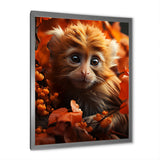 Brown Fall Foliage Monkey - Monkey Bedroom Wall Art