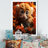 Brown Fall Foliage Monkey - Monkey Bedroom Wall Art