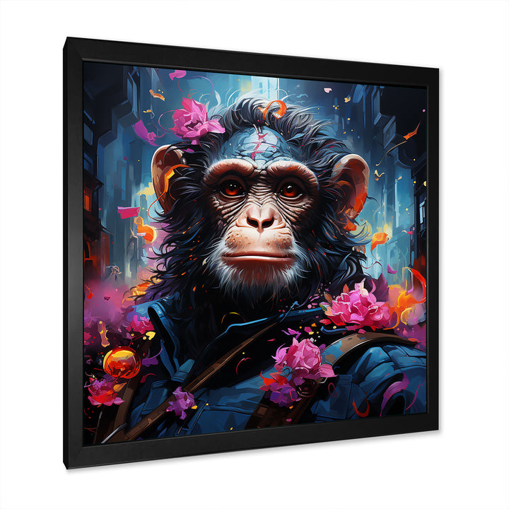 Floral Monkey warrior - Monkey Canvas Wall Art