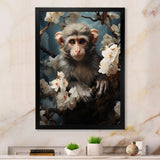 Grey Springtime floral Monkey Palette - Monkey Wall Decor