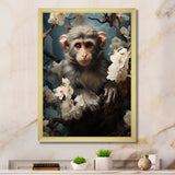 Grey Springtime floral Monkey Palette - Monkey Wall Decor