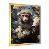 Grey Springtime floral Monkey Palette - Monkey Wall Decor