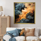 Grey and orange Polar Radiance smoke II - Abstract Canvas Wall Art