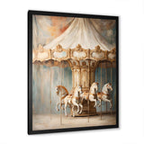 Beige Merry Go Round Carousel - Architecture Canvas Wall Art