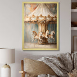 Beige Merry Go Round Carousel - Architecture Canvas Wall Art