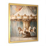 Beige Merry Go Round Carousel - Architecture Canvas Wall Art