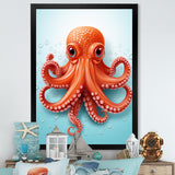Orange and blue Octopus Tentacle Elegance - Octopus Living Room Wall Art