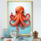 Orange and blue Octopus Tentacle Elegance - Octopus Living Room Wall Art