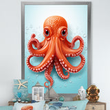 Orange and blue Octopus Tentacle Elegance - Octopus Living Room Wall Art