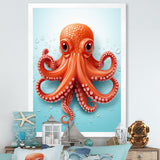 Orange and blue Octopus Tentacle Elegance - Octopus Living Room Wall Art