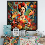 Colorful Fridas Floral Masterpiece I - People Canvas Wall Art