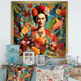 Colorful Fridas Floral Masterpiece I - People Canvas Wall Art