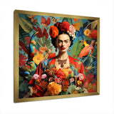 Colorful Fridas Floral Masterpiece I - People Canvas Wall Art