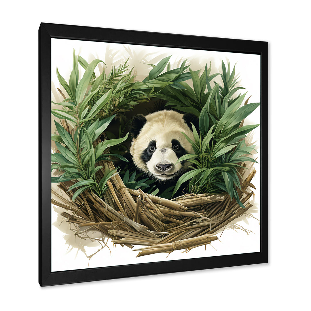 Green Bamboo Dwelling Panda - Panda Canvas Wall Art