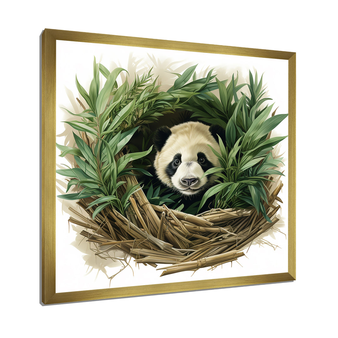Green Bamboo Dwelling Panda - Panda Canvas Wall Art