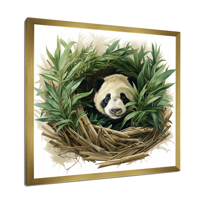 Green Bamboo Dwelling Panda - Panda Canvas Wall Art
