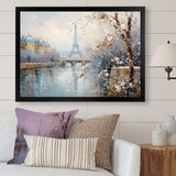 Winter Paris eiffel tower city charm I - Cityscapes Canvas Wall Art