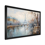 Winter Paris eiffel tower city charm I - Cityscapes Canvas Wall Art