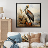 Retro Pelican by the shore - Pelican Home Decor Art