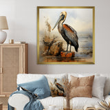 Retro Pelican by the shore - Pelican Home Decor Art