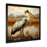Black Pelican by the shore - Pelican Bedroom Wall Art