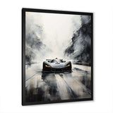 Grey minimalist race car tracks  I - Architecture Canvas Wall Art