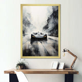 Grey minimalist race car tracks  I - Architecture Canvas Wall Art