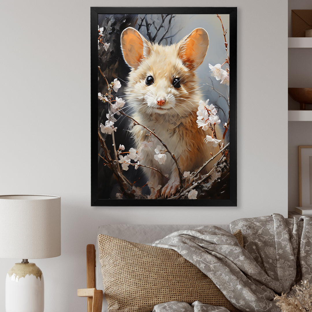 Curious Meadow Mouse rodent - White Rodent Wall Art
