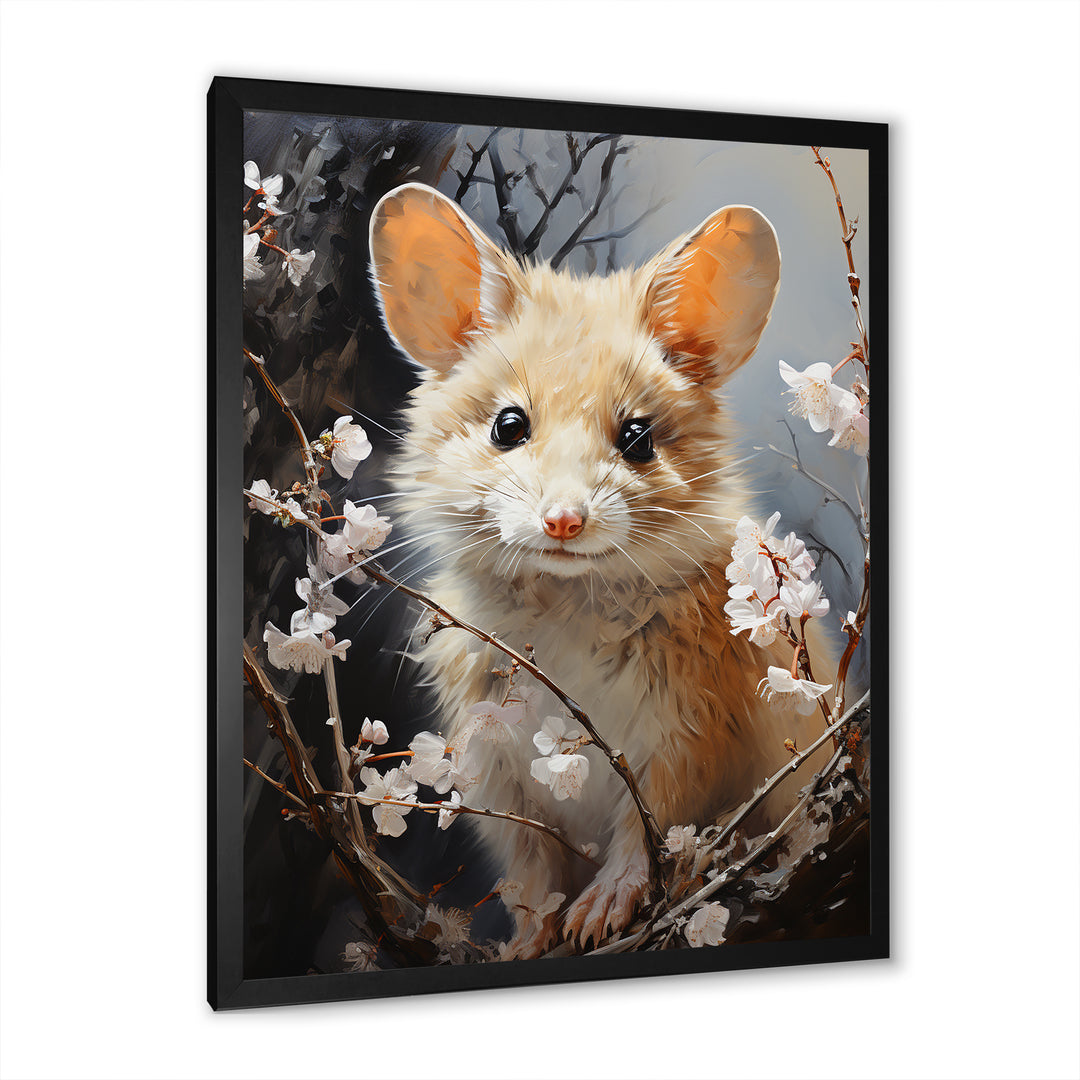 Curious Meadow Mouse rodent - White Rodent Wall Art