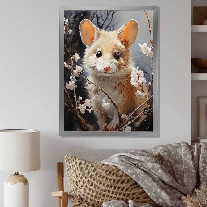 Curious Meadow Mouse rodent - White Rodent Wall Art